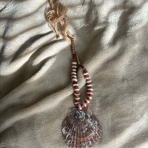 Free People Shell Pendant Necklace with Pink and Gold Accents